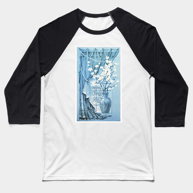 Christmas Card Depicting a Vase of Flowers Baseball T-Shirt by SkyisBright